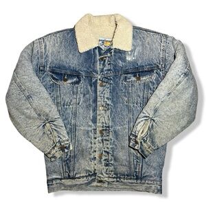 Vintage 70s Sea Farer Sherpa Lined Acid Wash Denim Jacket